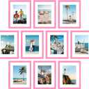 decorUhome 8x10 Picture Frame Set of 10, Display Photos 5x7 with Mat or 8x10 Unmatted for Picture Frames Collage Wall Decor, Pink