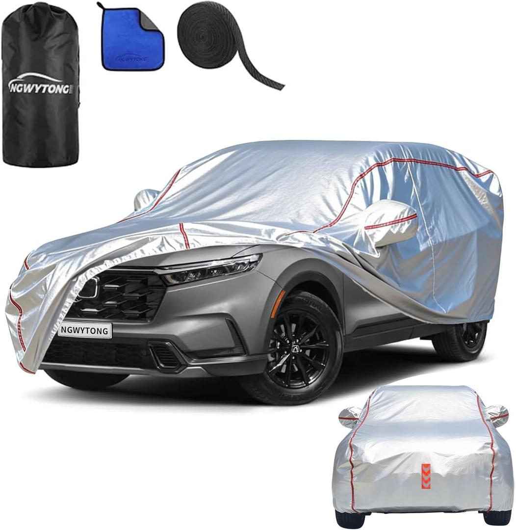 Car Cover Waterproof All Weather for Honda CRV 1996-2025,All-Around Fastening and 4 Upgrades, 30s Quick-Install for Car Cover