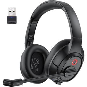 EKSA Wireless Headset with Mic for Work, Bluetooth 5.0 Headset with AI-Powered Noise Cancelling Microphone - Bluetooth Wireless Headphones with Mic for Work/PC/Laptop/Computer/Office/Zoom