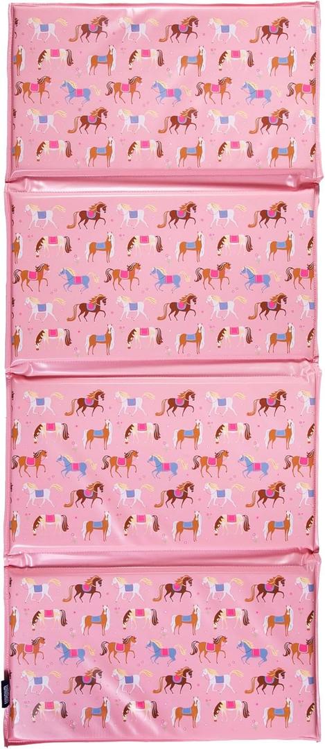 Wildkin Kids Vinyl Nap Mat  Foldable, Durable Rest Mat for Daycare & Preschool (Horses)