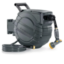 Retractable Garden Hose Reel 1/2 in x 65 ft, 2025 Upgraded Dual Ratchet Lock UV & Freeze Protection Brass Seal Slow Retraction Anti-Tangle Hose 180°Swivel Reinforced Scaffold Wall Mount