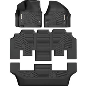 YITAMOTOR Floor Liner TPE-LITE Compitiable for 2017-2025 Chrysler Pacifica 7or 8 Passenger Model,3 Row All Weather Protection TPE Floor Mat Set, No Hybrid Models, Black