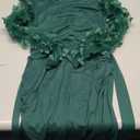 Floral Mesh Bishop Long Sleeve Maternity Midi Dress, Fall Maternity Bodycon Dress for Baby Shower Size L