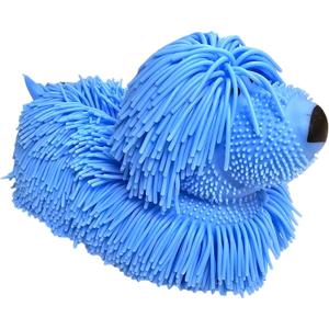 Soft Shaggy Puffer Dog Toy ( Pack) (8" x 5") Filled with air for a Fun Squishy Stretchy Fidget Experience. Blue, Pink, White. (Blue)