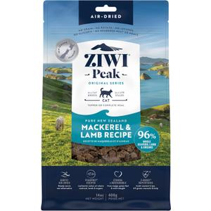 ZIWI Peak Air-Dried Cat Food Mackerel & Lamb - All Natural, High Protein, Grain Free, Limited Ingredient w/ Superfoods (14oz) (EXP 01/13/28)