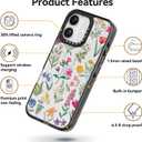 Compatible for iPhone 16 Case Cute - Durable Shockproof 6.6 ft Drop Impact Phone Case - Black Funny Nature Flower Design for iPhone 16 6.1"