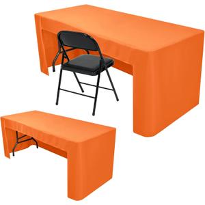 Nasitos 2 Pack Orange Tablecloth Rectangle Fitted for 4 Foot-Open Back Valentines Tablecloth Fabric Washable and Wrinkle Resistant Table Cover for Trade Show, Parties, Banquet, Buffet, Baby Shower