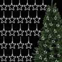 Tigeen 24 Pcs Christmas Tree Ornament 3.14''x2.75'' Silver Christmas Glitter Stars with Rhinestones Star for Wreath Garland Xmas Tree Hanging Star for Gift Wrapping Wedding Home Festive