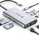 Laptop Docking Station Dual Monitor,10 in 1 UtechSmart 4k 60hz HDMI+DP USB C Dock, 100W PD, 1000Mbps Ethernet, 5Gbps USB3.0&Type c, 2×USB 2.0, SD/TF, USB C Docking Station for Dell/HP/Lenovo/MacBook Silver