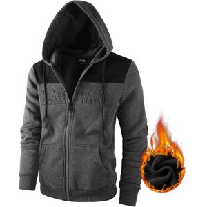 Men's Full Zip Fleece Hoodie Lightweight Athletic Performance Sweatshirt Jacket with Pocket (Black, XXL)
