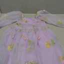 IMEKIS Toddler Girl Birthday Dress Floral Confetti Tulle Formal Wedding Party Long Sleeve Dress Cake Smash Photo Shoot (5-6 Years)