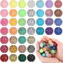 40 Pcs 20 mm Rhinestone Beads Bulk Crystal Round Disco Ball Chunky Bubblegum Beads for Pens Bracelets Charms Craft European Style Jewelry Making Supplies Christmas(40 Colors)
