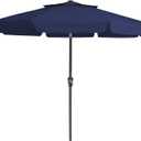 JEAREY 9' 2-Tiers Patio Umbrellas Outdoor Market Table Umbrella w/Push Button Tilt/Crank, 8 Sturdy Ribs, UV Protection Waterproof Sunproof(Navy Blue)