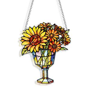 Sunflower Suncatcher Stained Glass, Sunflower Suncatcher Window Hanging, Flower Suncatcher for Grandma/Mom/Friend