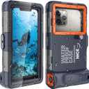 2026Underwater Snorkeling Diving Phone Case for iPhone 16/15/14/13/12/ Pro Max Galaxy S24/S23/S22.[50ft/15m] Professional Scuba Dive Waterproof Case Underwater Photo Video Cover Orange