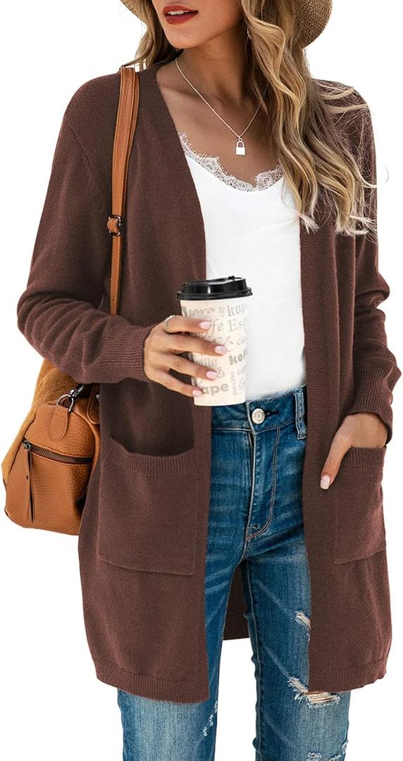 TASAMO Women's Kimono Cardigan Long Sleeve Open Front Casual Knit Sweaters Coat Oversized Soft Outwear with Pockets, XL