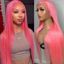 Pink Straight Wig Hair 30"
