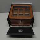 ROTHWELL 6 Slot Leather Watch Box with Valet Drawer - Luxury Case Display Organizer, Microsuede Liner, Locking Mens Jewelry Watches Holder, Men's Watch Storage Large Glass Top (Tan/Brown)