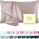 Mulberry Silk Pillowcase for Hair and Skin Standard Size 20"X 26" Pillow Case with Hidden Zipper Soft Breathable Smooth Cooling Silk Pillow Covers for Sleeping (Lotus Root Pink,Standard,1Pcs)