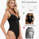 Popilush Lace Bodysuits for Women Corset Shapewear Tummy Control Body Suits V Neck Thong Underwired Outfits Side Zipper (M)