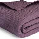 Salt Earth GOTS Certified 100% Organic Cotton Throw Blanket, 55" X 60" Blankets & Throws for Bed, Throw Blanket for Couch,Modern & Cozy Blanket, All Season Waffle Blanket, Soft Blanket (Plum Perfect)