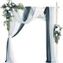 Ling's Moment Wedding Arch Flowers with Sheer Drapes Kit - Artificial Dusty Blue and Navy Floral Arrangements for Ceremony Backdrop, Arbor Decor, 5-Piece Set (2 Flower Stems + 3 Hanging Drapes), Blu-dusty Blue & Navy