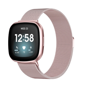 STAINLESS STEEL MESH BAND FOR USE WITH FITBIT VERSA ROSE GOLD