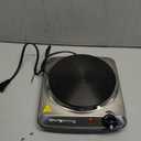 OVENTE Electric Countertop Single Burner, 1000W Cooktop with 7.25 Inch Cast Iron Hot Plate, 5 Level Temperature Control, Compact Cooking Stove and Easy to Clean Stainless Steel Base, Silver BGS101S