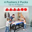 SereneLife 58in Powered Air Hockey Table Upgraded 700mA 12v 2X Powerful Motor, 4 Player 4 Pucks 2 Pushers, Full-Size Arcade Style, Inline Power Switch and Battery Free Digital LED Score Board