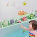 Bathtub Splash Guard for Kids - 2.6 Ft Length with Toy Tray & 11 Strong Suction Cups, Silicone Splash Guard for Easy Clean & Fold,Universal for Tubs,Bathroom & Kitchen Sinks