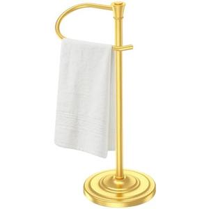 Brass Gold Bath Hand Towel Holder Stand,Stainless Steel 16 Inch Free Standing Towel Rack,Heavy Weight Towel Bar for Bathroom Vanity Countertop &Kitchen