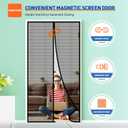 MAGZO Magnetic Screen Door Fit Door Size 35 x 80 Inch, Screen Size 37" x 81" Self Sealing Mesh with Hook & Loop Strip, Black