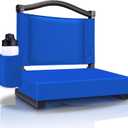 HABUTWAY Stadium Seat with Back Support and Thick Cushion Wide Bleacher Chairs with Back and Cushion Hold up 350lbs Stadium Chair with Shoulder Strap and Pocket (1 PC, Blue)