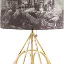 Idea Nuova Harry Potter Figural Gold Wire Base Table Lamp with Printed Hogwarts Shade, 16" H