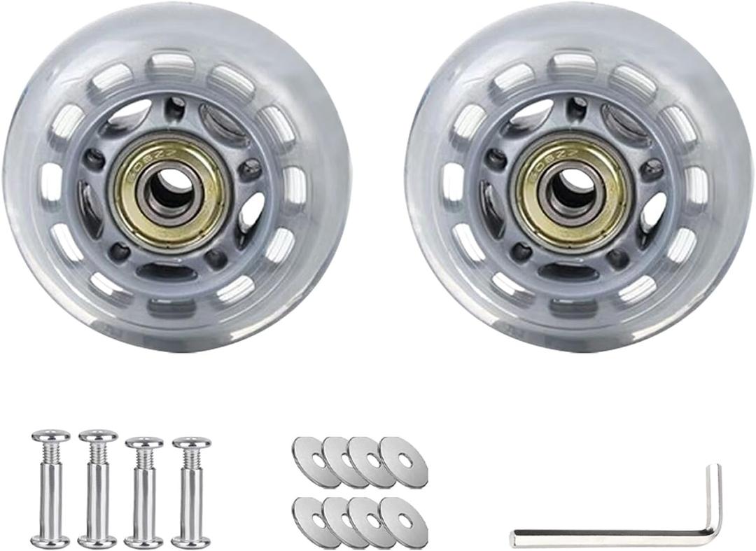3 Inch Inline Skate Wheels with Bearings, Washers and Wrenches Complete Repair Set for for Indoor Outdoor (2)