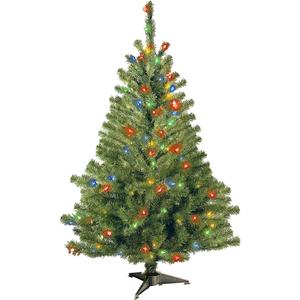 National Tree Company Pre-Lit Artificial Medium Christmas Tree, Green, Kincaid Spruce, Multicolor Lights, Includes Stand, 4 Feet
