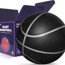 Silent Basketball Size 7 (29.5")  Noiseless Indoor Basketball for Quiet Dribbling and Indoor Training, Pro Grooved Airless PU Foam Basketball  Real Feel Higher Bounce Quieter (Black)