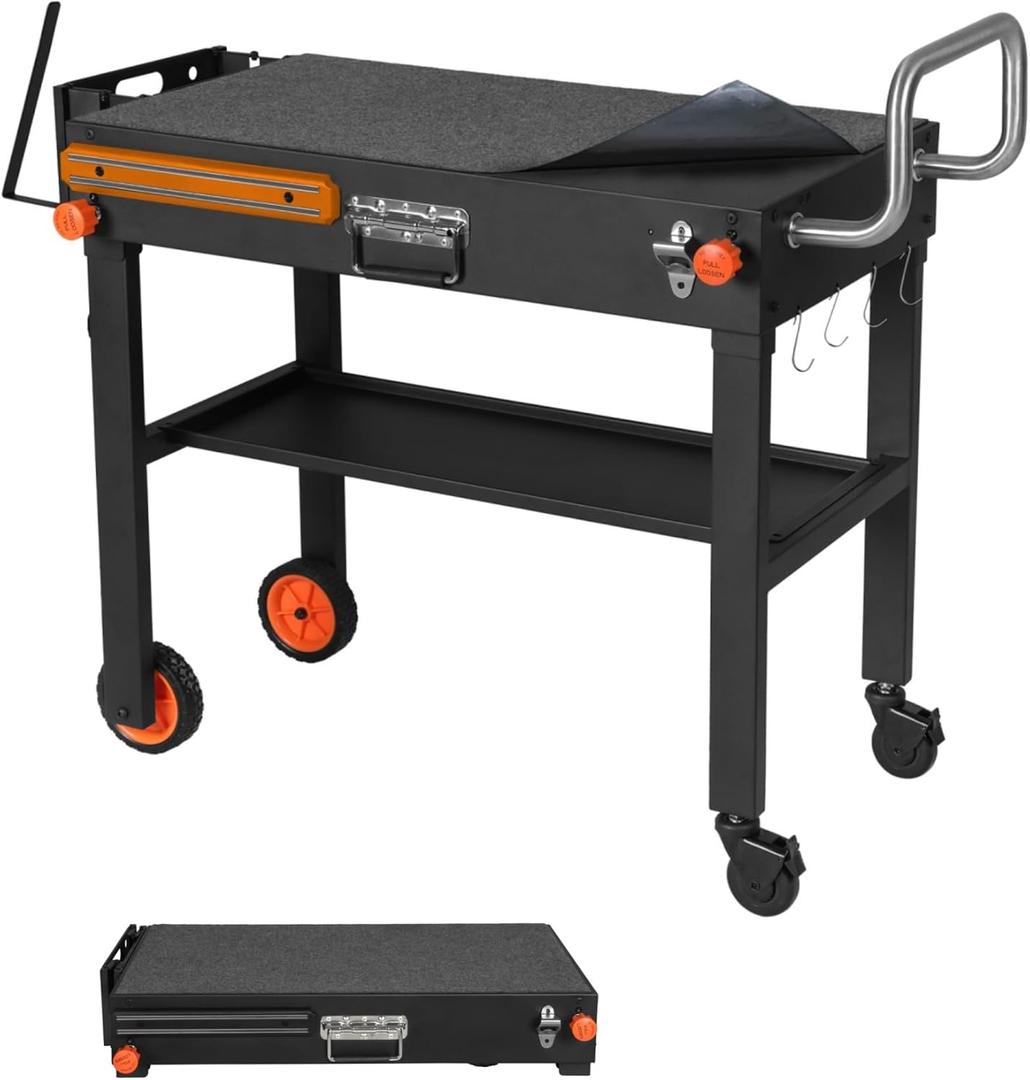 Grill Table, Blackstone Griddle Stand, Grill Carts Outdoor With Wheels, Used for Blackstone Griddle And Weber, Foldable Quickly Ninja Grill Stand Suitable for Travel/Camping (32"D x 17"H)