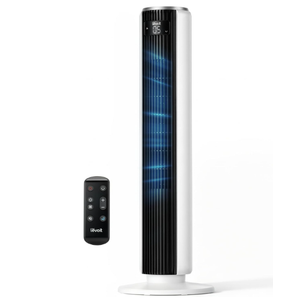 Levoit Tower Fan for Bedroom, 28ft/s Fans that Blow Cold Air, 28dB Quiet | Standing Floor Fan for Room, 90° Oscillating, 5 Speeds 4 Modes & Temp Sensor, Bladeless, 12H Timer, Remoter, 36 inch, White