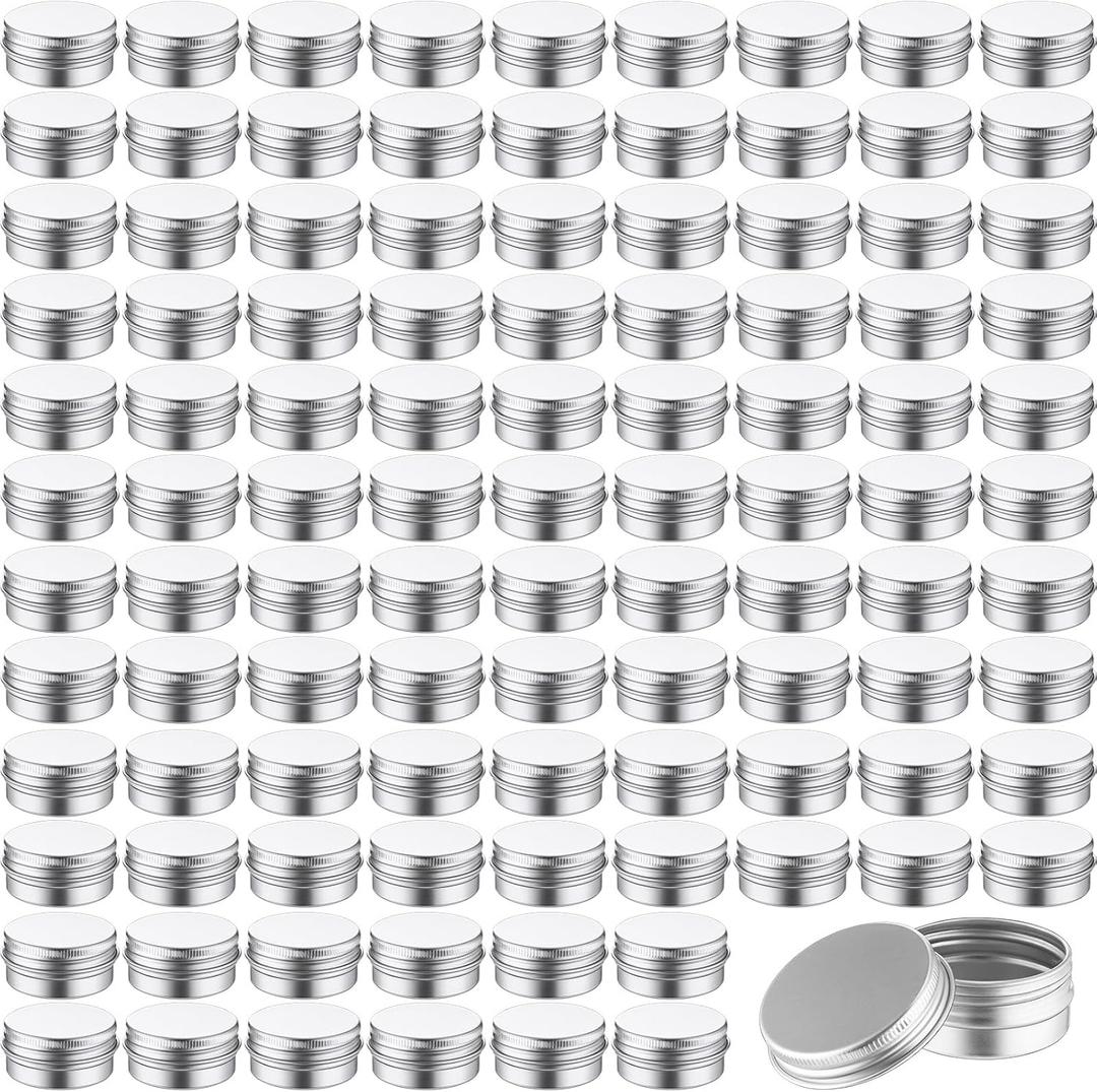 300 Pcs 1 Oz Salve Tins with Lids Bulk Lip Balm Containers Round Metal Containers with Screw Top Lids Aluminum Silver Tin Cans for DIY Salve Candle