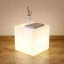Mr.Go 14-Inch Color Changing LED Cube Light Stool, Glow Cube Seat for Kids, Modern LED Light Side Table, 16 RGB Colors Mood Lighting, Ideal for Home Garden Patio Bar Pool Party Decorative Lighting