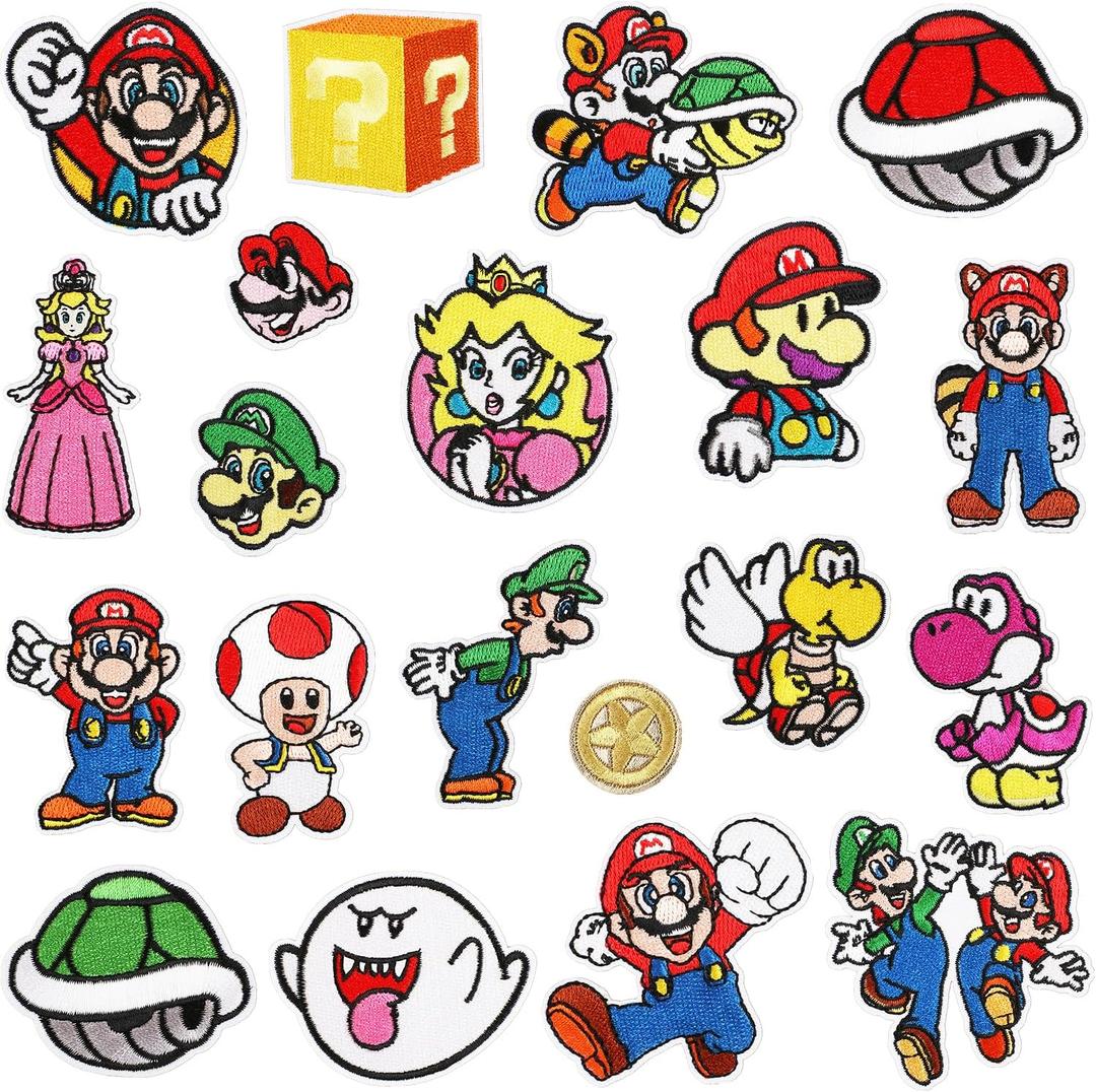 Iron on Patches,20 Pieces Embroidered Applique Patches,Sew On Iron on Patches Fabric Repair Patche Cute Cartoon Anime Patch for Kids Adult Clothes Jeans Jackets Hats Shoes Backpacks