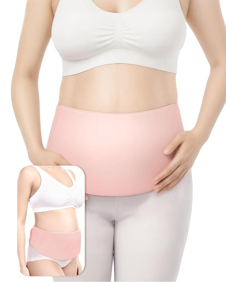 Hysterectomy & C-Section Belly Binder for Post-Op, Hot & Cold Therapy Ice Pack Waist Belt, Lycra Fabric Gel Pad for Incision Protection, Reusable Cooling Wrap for Surgery Pain Relief,Adjustable 28-47" (Pink)