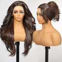 Brown Synthetic Lace Front Wig,13x4 HD Lace Layered Wave Glueless Wigs for Women Daily Use 26IN