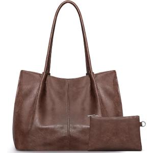 Large Tote Bag for Women Work Vegan Leather 16L Ladies Handbags Womens Big Purses Shoulder for Travel (C3-dark Brown)