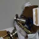 JO.KO Door Knob with Lock and Keyed, Satin Nickel Round Ball Lock Interior/Exterior Door Knob for Bedroom Or Bathroom (Stainless) (1 Piece)