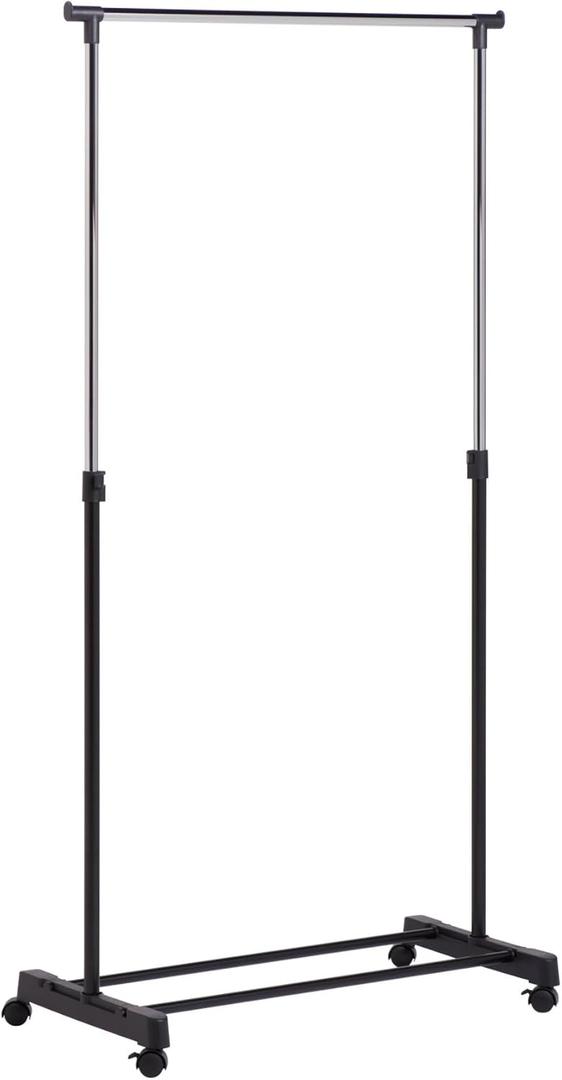 Honey-Can-Do Adjustable Height Rolling Metal Clothes Rack GAR-01122 Chrome 30 lbs