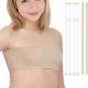 iMucci Girls Bandeau Bra Seamless Clear Strap Training Bras for Girls Sports Tube Top with Adjustable Clear Straps 7-9Y