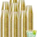 I00000 5oz 200 Pack Shot Glasses, Small Gold Glitter Disposable Plastic Cups, Plastic Party Cups, Whiskey, Great Container for Sauce, Medicine and Pudding