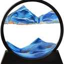 Arthink Moving Sand Art Picture - Liqud Motion Round Glass 3D Deep Sea Landscape,Dynamic Sand Art Sandscapes, Sensory Relaxing Desktop Home Office Decor Gift(7 inch, Blue)